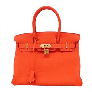 Hermes Birkin 30 handbag, Taurillon Clemence leather, Rouge Tomato, X stamp, ...